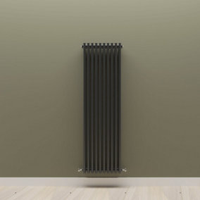 Vertical Black Triple Column Radiator (H) 1500mm x (W) 470mm.