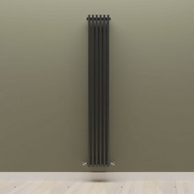 Vertical Black Triple Column Radiator (H) 1800mm x (W) 290mm.
