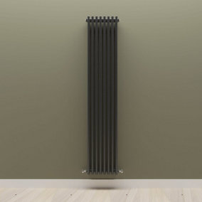 Vertical Black Triple Column Radiator (H) 1800mm x (W) 380mm.