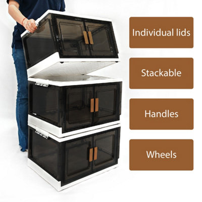 Vertical Box 86L Plastic Stackable and Collapsible Storage Boxes with ...