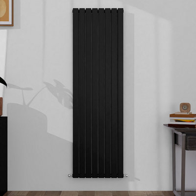 Vertical Double Panel Flat Black Designer Radiator 1800x544mm