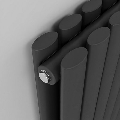 Vertical Double Panel Oval Column Anthracite Designer Radiator 1600x236mm