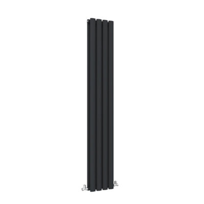 Vertical Double Panel Oval Column Black Designer Radiator 1800x236mm