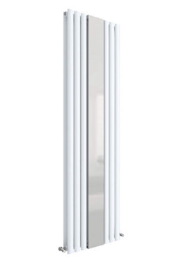 Vertical Double Panel Radiator with Mirror - 1800mm x 499mm - 4006 BTU - Gloss White