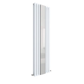 Vertical Double Panel Radiator with Mirror - 1800mm x 499mm - 4006 BTU - Gloss White