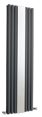 Vertical Double Panel Radiator with Mirror - 1800mm x 499mm - Anthracite