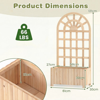 Vertical Garden Bed 121cm Wooden Planter Box with Climbing Trellis