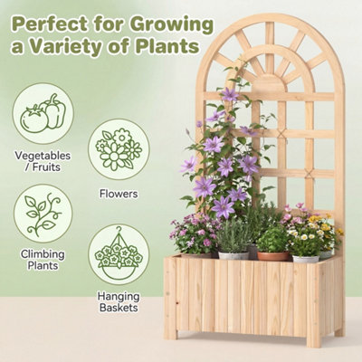 Vertical Garden Bed 121cm Wooden Planter Box with Climbing Trellis