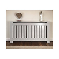 Vertical Grill French Grey Painted Radiator Cover - Large