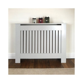Vertical Grill French Grey Painted Radiator Cover - Small