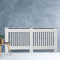 Vertical Grill White Painted Radiator Cover - XL