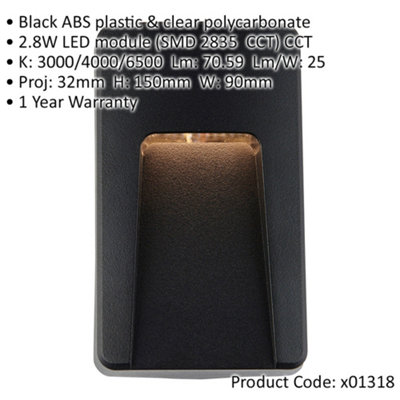 Vertical Outdoor IP65 Pathway Guide Light - Indirect CCT LED - Black ...