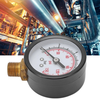 Vertical Pressure Gauge for Liquid Monitoring-Measures 0-10 Bar and 0 ...