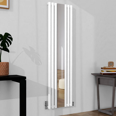 Vertical Single Oval Column Central Heating Radiator White with Mirror ...