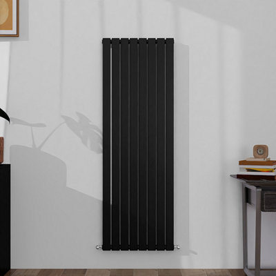 Vertical Single Panel Flat Black Designer Radiator 1600x408mm