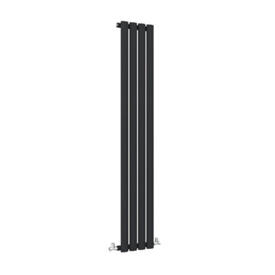 Vertical Single Panel Oval Column Black Designer Radiator 1800x236mm