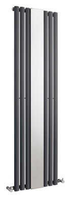 Vertical Single Panel Radiator with Mirror - 1800mm x 499mm - 2566 BTU - Anthracite