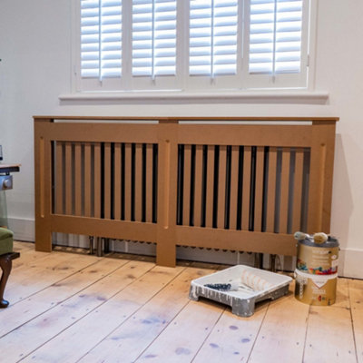 Vertical Slat MDF Unpainted Wooden Radiator Cover - Extra Large - 172cm ...