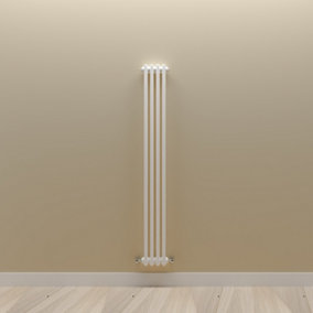 Vertical White Double Column Radiator (H) 1500mm x (W) 200mm.
