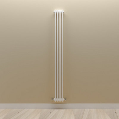 Vertical White Double Column Radiator (H) 1800mm x (W) 200mm.