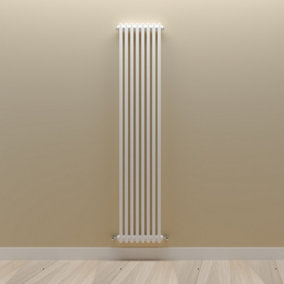 Vertical White Double Column Radiator (H) 1800mm x (W) 380mm.