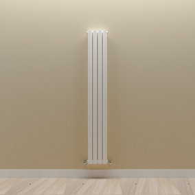 Vertical White Double Oval Panel Radiator (H)1600mm x (W)236mm.
