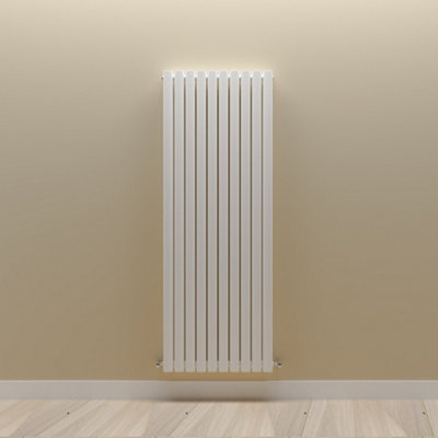 Vertical White Double Oval Panel Radiator (H)1600mm x (W)590mm.