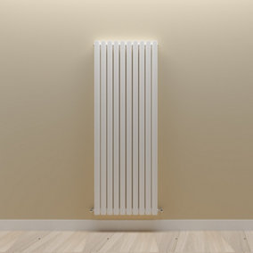 Vertical White Double Oval Panel Radiator (H)1600mm x (W)590mm.