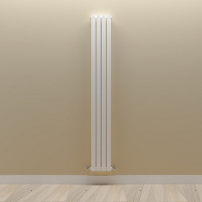 Vertical White Double Oval Panel Radiator (H)1800mm x (W)236mm.
