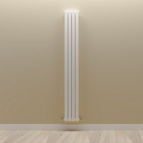 Vertical White Double Oval Panel Radiator (H)1800mm x (W)236mm.