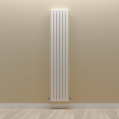 Vertical White Double Oval Panel Radiator (H)1800mm x (W)354mm.