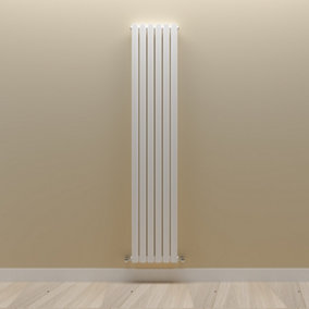 Vertical White Double Oval Panel Radiator (H)1800mm x (W)354mm.
