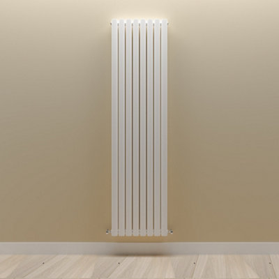Vertical White Double Oval Panel Radiator (H)1800mm x (W)472mm.