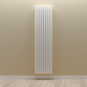 Vertical White Double Oval Panel Radiator (H)1800mm x (W)472mm.
