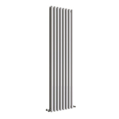 Vertical White Double Oval Panel Radiator (H)1800mm x (W)472mm.