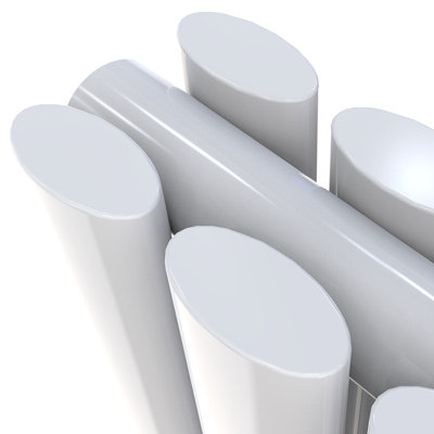 Vertical White Double Oval Panel Radiator (H)1800mm x (W)472mm.