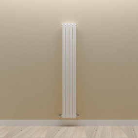 Vertical White Single Oval Panel Radiator (H)1600mm x (W)236mm.