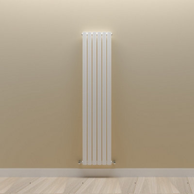 Vertical White Single Oval Panel Radiator (H)1600mm x (W)354mm.