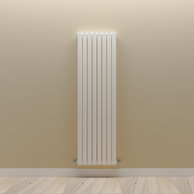 Vertical White Single Oval Panel Radiator (H)1600mm x (W)472mm.