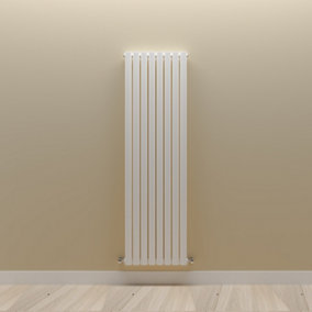 Vertical White Single Oval Panel Radiator (H)1600mm x (W)472mm.