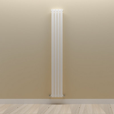 Vertical White Single Oval Panel Radiator (H)1800mm x (W)236mm.