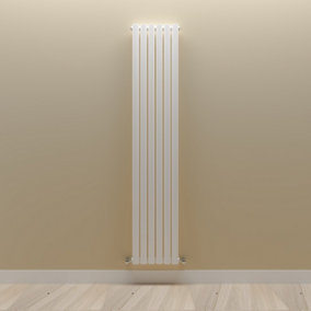 Vertical White Single Oval Panel Radiator (H)1800mm x (W)354mm.