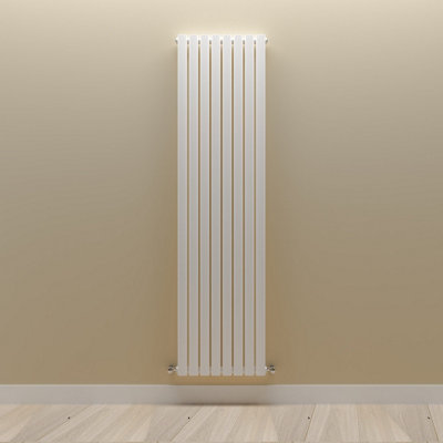 Vertical White Single Oval Panel Radiator (H)1800mm x (W)472mm.