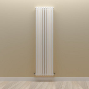 Vertical White Single Oval Panel Radiator (H)1800mm x (W)472mm.