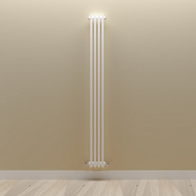 Vertical White Triple Column Radiator (H) 1800mm x (W) 200mm.