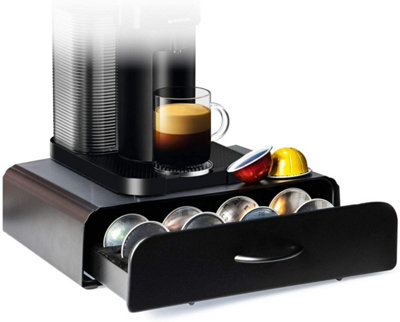 Vertuoline 20 Capsule Coffee Pod Holder Anti Vibration Sliding Drawer  Carbon Black