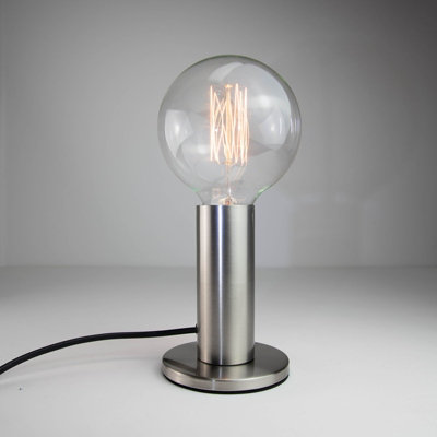 Verve Design Asha Satin Nickel Silver E27 Industrial Table Lamp Light Office Desk Bedside Metal Edison LED Compatible Contemporary