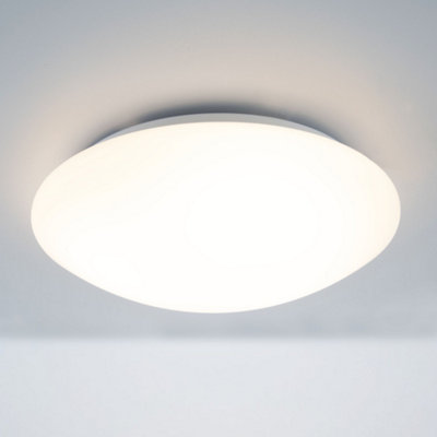 Verve Design Round 13W Ceiling Flush Light Integrated LED IP44 Bathroom Matt White Acrylic Diffuser Surface Mount Warm White 28cm
