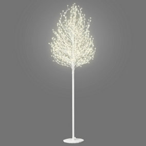 VeryMerry 5FT Micro Dot Birch Pre-Lit Christmas Tree with 580 LED Warm White Lights - White