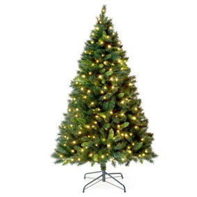 VeryMerry 5FT 'Snowhill' Pre-Lit Christmas Tree with 200 Built-In Lights with Timer, 8 Lighting Modes